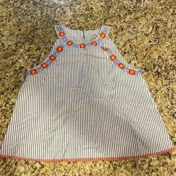 Tory Burch embroidered blue and white striped top size 4 - Picture 1 of 6